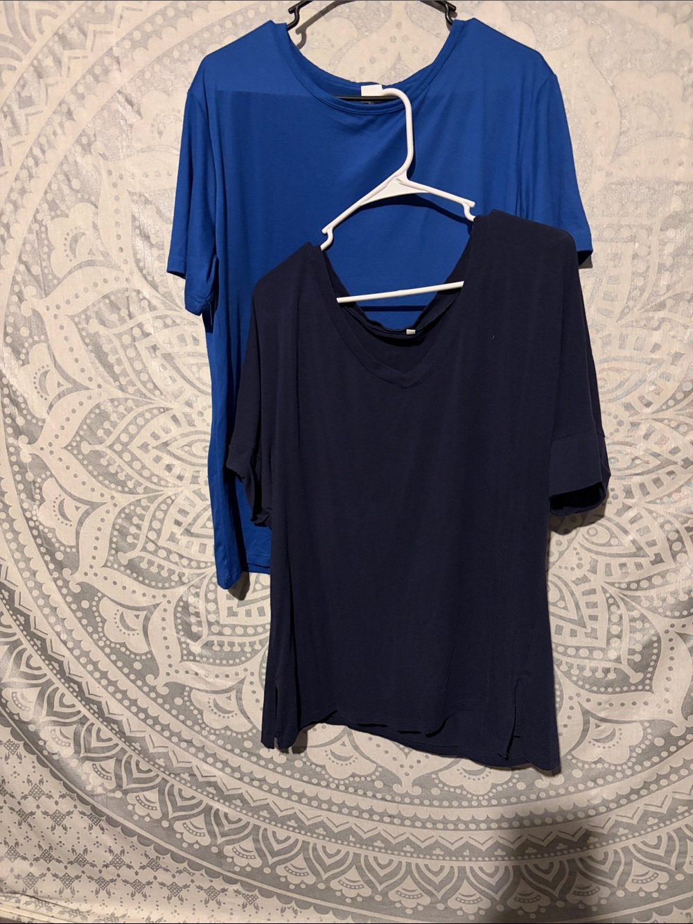 Bundle of 2 Womens Short Sleeve T-Shirts Tops Size 2XL Royal & Navy Blue